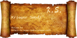 Krieger Sebő névjegykártya